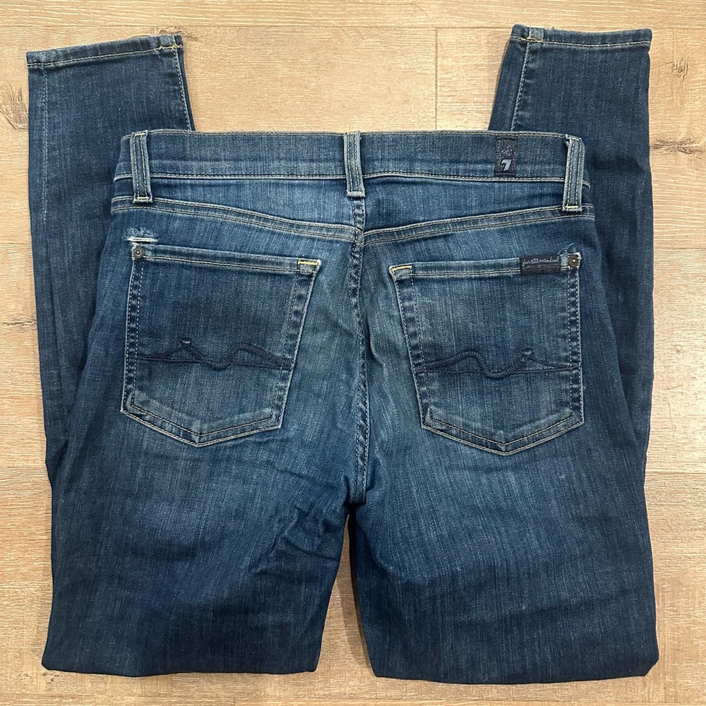 7 For All Mankind 27 Jeans Ankle Gwenevere Skinny Straight Medium Wash Stretch